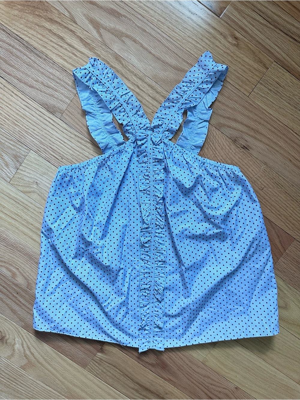Anthropologie Waverly Grey Blue Polka Dot Ruffle Tank Top | Size Small | NWT ✨